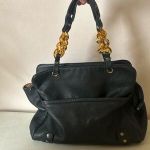 Anthropologie Black Pebble leather Satchel Handbag